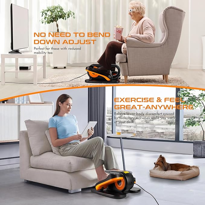 Zakle Under Desk Elliptical Machine, Ellipse Leg Exerciser as Seen on Tv for Seniors w/Remote & 12 Speeds Level, Manual & Auto Mode, Quiet Electric Seated Pedal Exerciser for Home Office