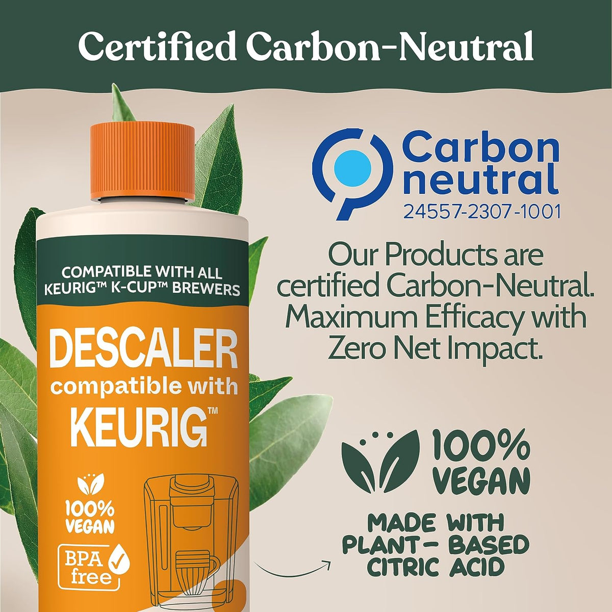 Keurig Compatible Descaling Solution & Cleaning Kit. Includes 1 Bottle of Keurig Descaler, 12 Cleaning Tablets, 1 Reusable Pod and 6 Water Filters. Carbon Neutral. 1 Year Supply.