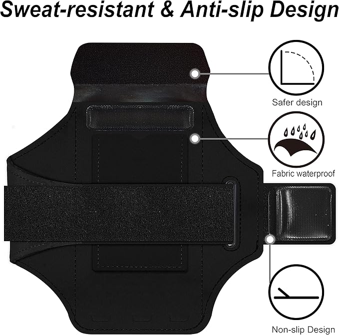 Armband for Samsung Galaxy S25 Ultra/S24 Ultra/S23 Ultra/S22 Ultra/S21 Ultra/S20 Ultra/S25+/S24+/S23+/S22+/S21+/S20+/S10+/S9+/S8+, with Zipper Pocket for for Galaxy Buds (Black)