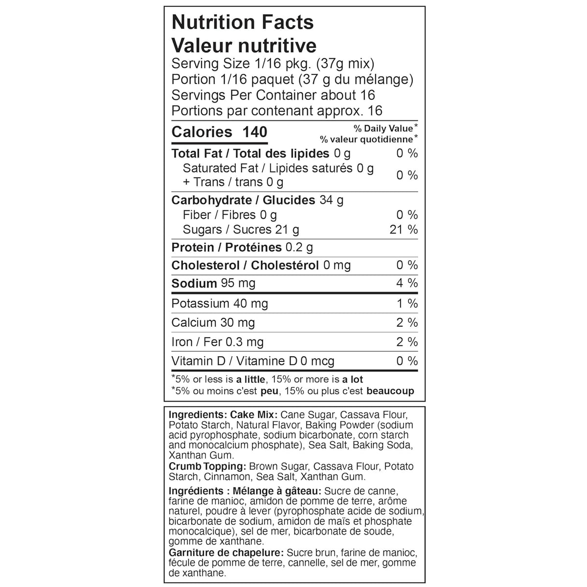 XO Baking Co. Gluten Free Coffee Cake Gourmet Baking Mix with Crumb Topping; Non-GMO; Kosher; Rice Free; Soy Free; Dairy Free; Peanut Free; No Preservatives; No Artificial Flavors or Colors, 6-Pack