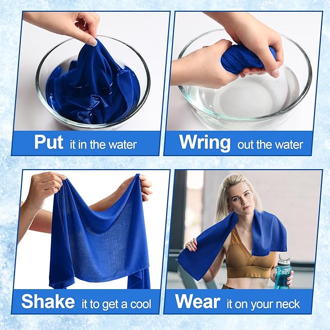 Shellwei 50 Pcs Cooling Towel 40 x 12 Inch Microfiber Workout Towels Breathable Chilly Towel Ice Cool Cold Towels Bulk Fast Drying Absorbent Sweat Rag for Neck Yoga Sports Golf Gym