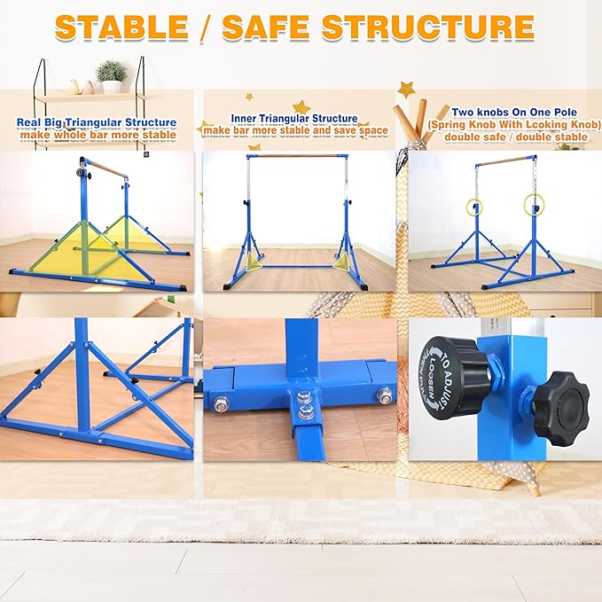 4FT/5FT Gymnastic Bar Set Gymnastics Horizontal Bar Gymnastics Kip Bar for Kids Home Use