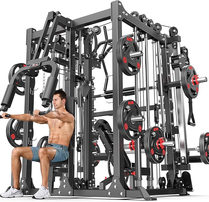 Power Cage,1600lbs Multi-Function Power Rack with Adjustable Cable Crossover System and More Training Attachment, Weight Cage for Home Gym