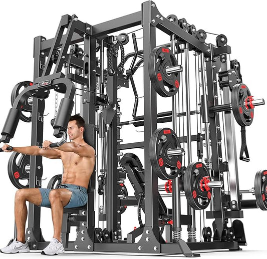 Power Cage,1600lbs Multi-Function Power Rack with Adjustable Cable Crossover System and More Training Attachment, Weight Cage for Home Gym