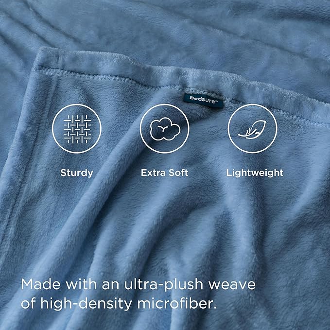 Bedsure Fleece Blankets King Size Washed Blue - Bed Blanket Soft Lightweight Plush Cozy Fuzzy Luxury Microfiber, 108x90 inches