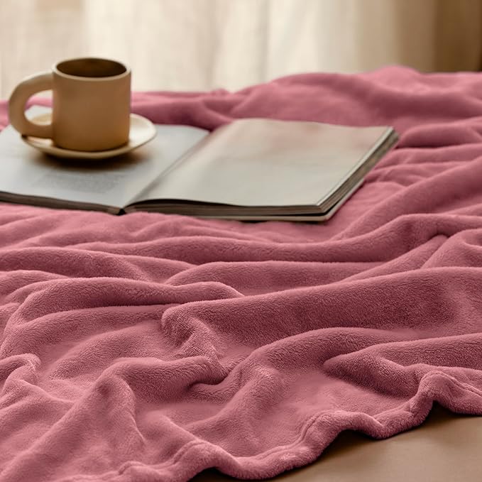 Bedsure Fleece Blankets Twin Size Rose Pink - 300GSM Lightweight Plush Fuzzy Cozy Soft Blanket for Bed, Sofa, Couch, Travel, Camping, 60x80 inches