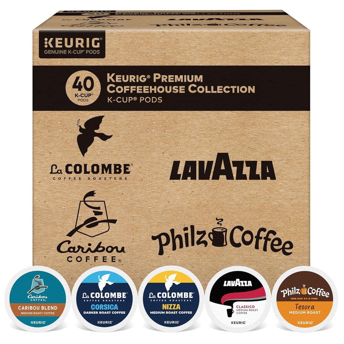 Keurig Premium Coffeehouse Collection, Single Serve Keurig K-Cup Pods, Medium and Dark Roast Coffees, 40-Count Box