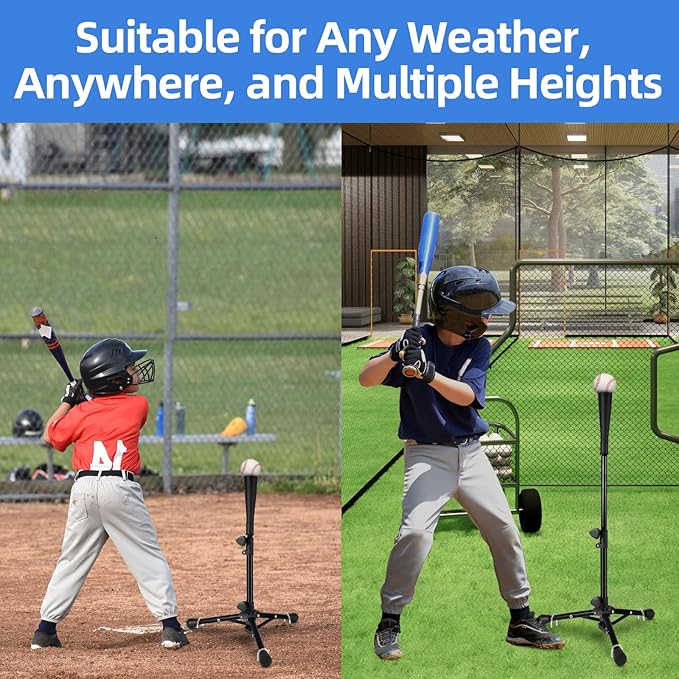 Baseball Tee For Kids, Easy Adjustable Batting Tee From 20.85 to 31.30 Inches. Foldable and Stable Baseball Tees for Hitting with Portable Bag. Softball Tee for Children Aged 3-10 Baseball Training.
