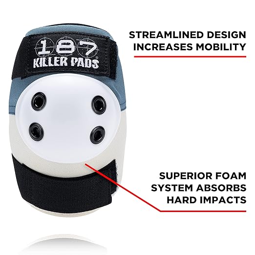 187 KILLER PADS Knee Pads, Elbow Pads Combo Pack, Stone Blue, X-Small