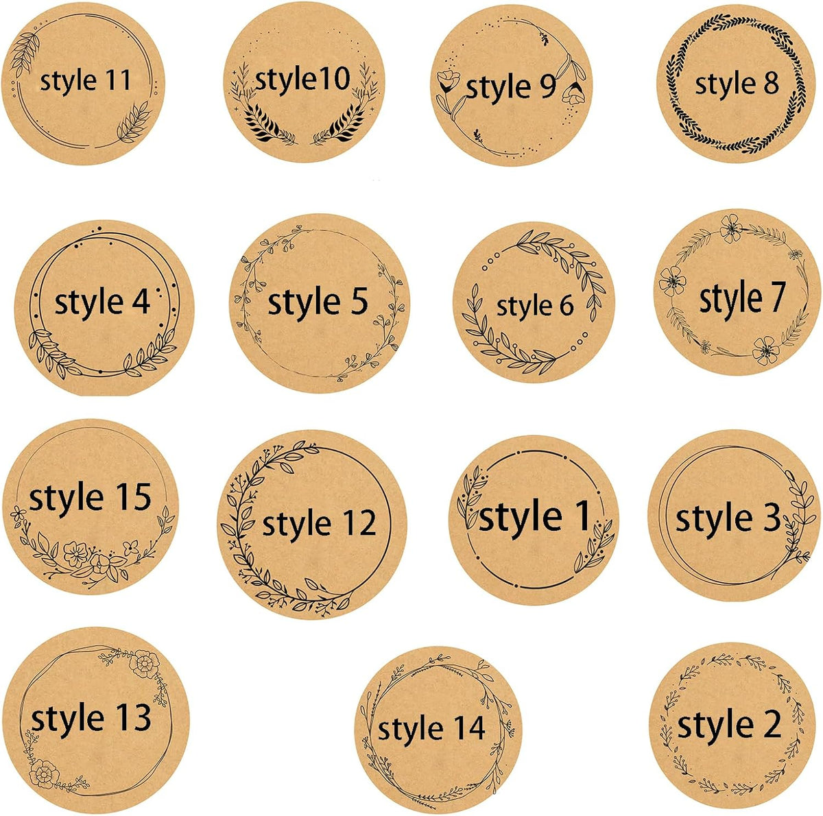 Custom Stickers Kraft Paper Labels Personalized Withe Text, Business Logo Customized Food Jars Labels Bakery Label Sticker Package Favor Canning Circle 100pcs (Style 9)