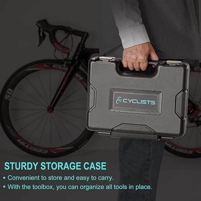Bike Tool Kit with Storage Case - 22 PCS Bicycle Repair Tool Set Portable Tools Box - Bike Maintenance Tools for Road Bikes and Mountain Bikes
