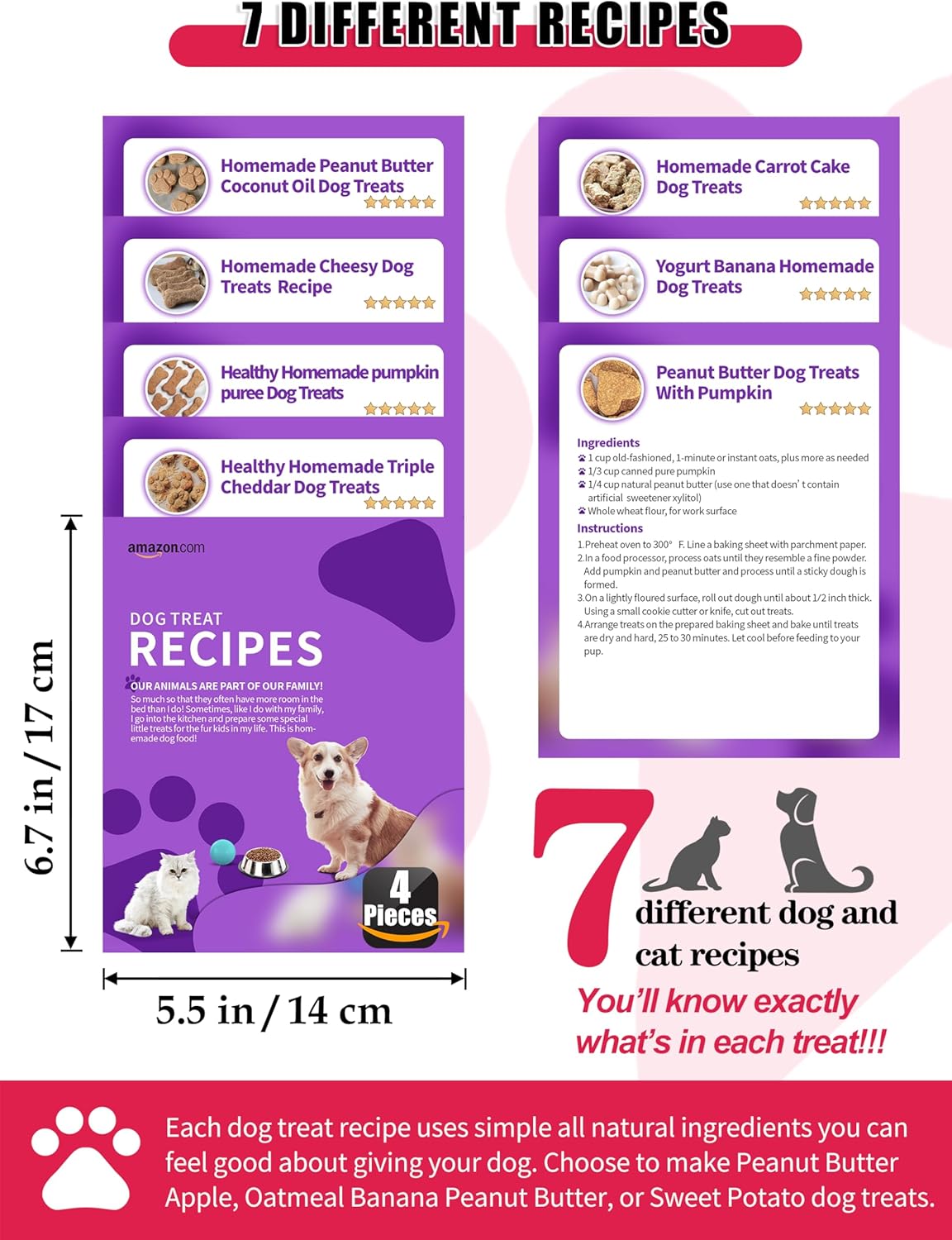 Homemade Silicone Dog Treat Molds - Dog Treat Cookie Cutters - Dog Treat Recipes Card, Food Grade Silicone Molds for Candy and Dog Ice Cubs - Set of 15
