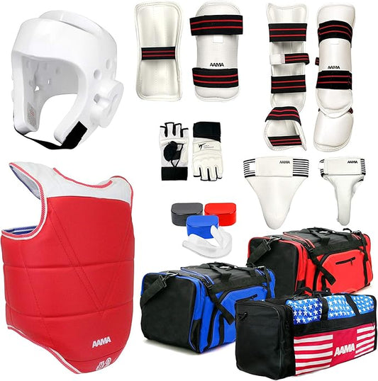 AAMA Complete Taekwondo Sparring Protective Gear Equipment Set - Customizable