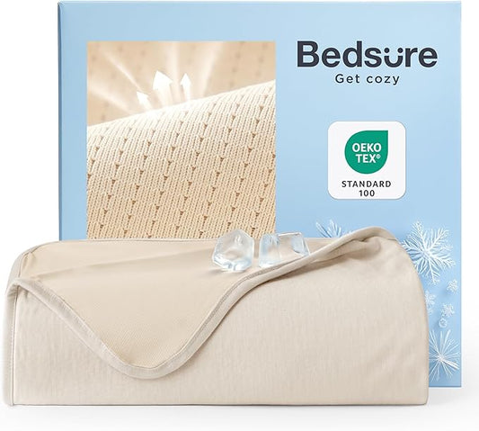 Bedsure Summer Cooling Blanket Twin XL for Hot Sleepers with Sports Mesh Design, Arc-Chill Q-Max 0.4 Lightweight Breathable Ice Cold Blankets for College Dorm, 60 x 90 Inches, Mesh Beige