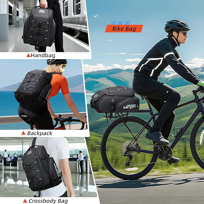19L Reflective Bike Rack Bag Large Capacity Waterproof Rear Bag with Rain Cover E-Bike Bicycle Accessories Basket Storage Crossbody Saddle Shoulder Rear Seat Luggage Pouch Bag Accesorios Bicicletas