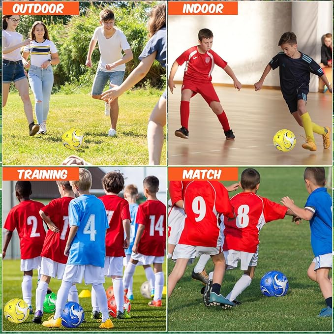 12 Pack Operation Christmas Bulk Items Soccer Ball with Pump Needles, Official Size 3/4/5 Soccer Ball Deflated Gift for Christian Charity Donation Training Practice