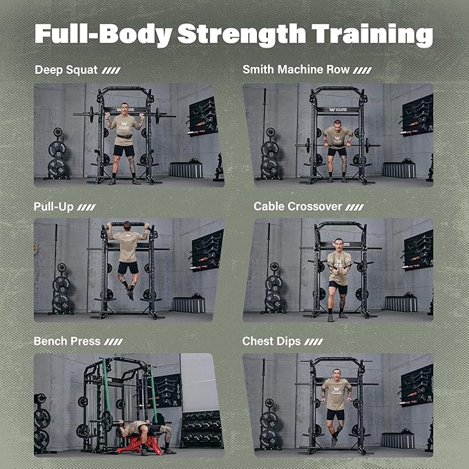 Major Fitness Drone2 Smith△ Machine – All-in-One Home Gym Squat Rack with Weight Bar, Dual LAT Pull-Down Systems & Cable Crossover Machine for Full-Body Workouts