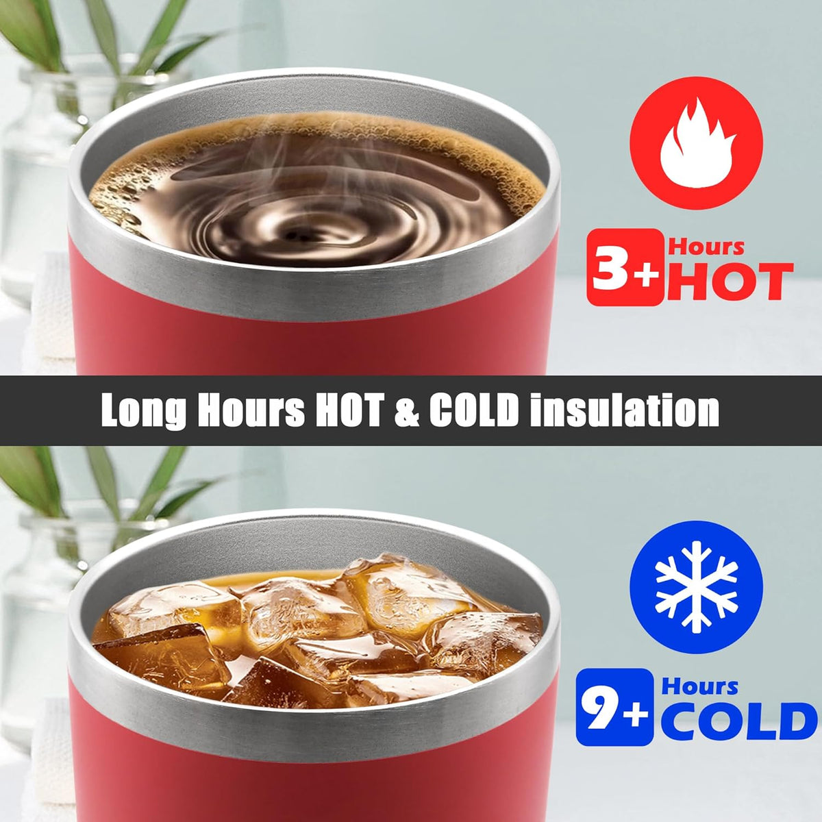 20 oz Tumbler Coffee Tavel Tumblers Bulk with Lid Stainless Steel Double Wall Vacuum Insulated Mug Powder Coated Cups fit Car Cupholder for Hot and Cold - Red, 1Pack