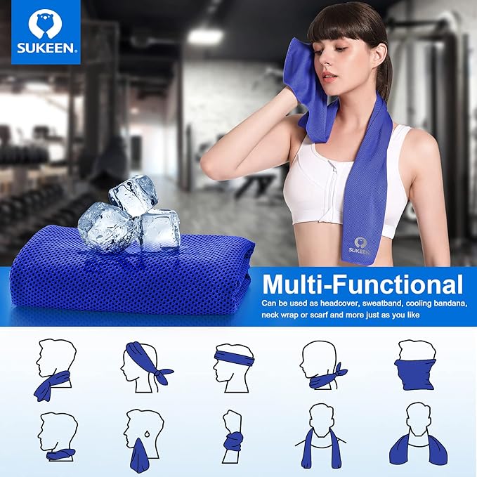 Sukeen Cooling Towel (40"x12"),Ice Towel,Soft Breathable Chilly Towel,Microfiber Towel for Yoga,Sport,Running,Gym,Workout,Camping,Fitness,Workout & More Activities