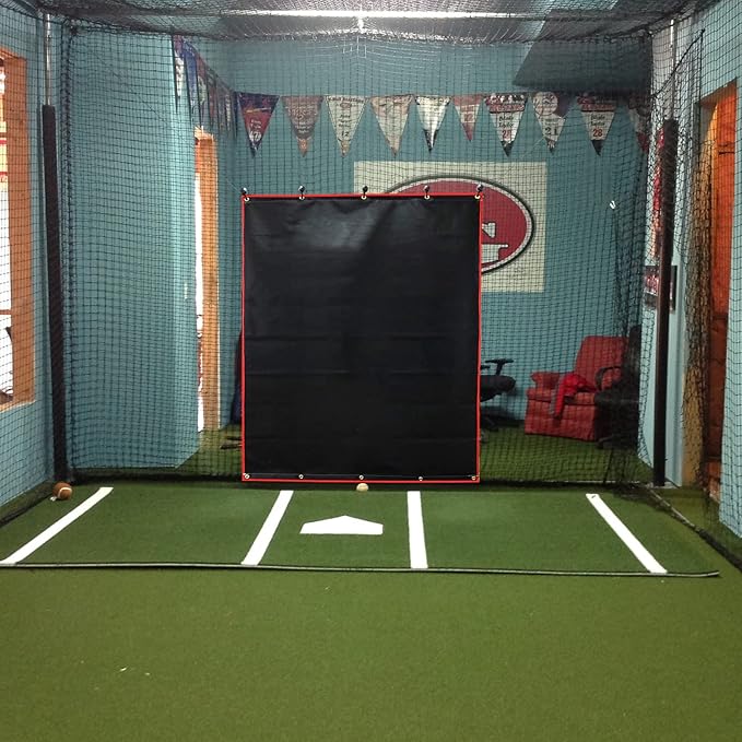 Baseball Batting Cage Backstop with Strike Zone Target - Heavy Duty 4x6/6x8FT PVC Backstop Net for Pitching Practice Backyard Training
