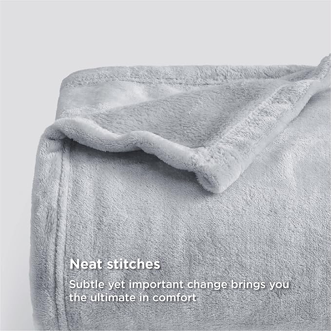 Bedsure Fleece Blankets Queen Size Light Grey - Bed Blanket Soft Lightweight Plush Fuzzy Cozy Luxury Microfiber, 90x90 inches