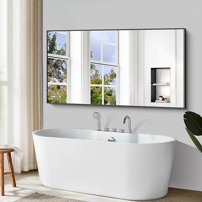 Bathroom Mirror,72x36 inch Bathroom Mirrors for Over Sink,Large Wall Mirror for Bathroom Wall Mounted Rectangle Mirrors,Black Vanity Mirror for Living Room,Bedroom Entryway,Horizontal/Vertical