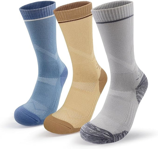 Athletic Socks Moisture Wicking Crew Socks for Men 3 Pairs Running Sport Cushioned Polyester Mid Calf Socks