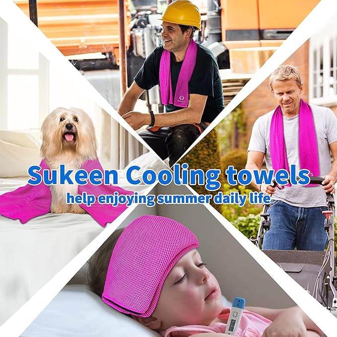 Sukeen Cooling Towel (40"x12"),Ice Towel,Soft Breathable Chilly Towel,Microfiber Towel for Yoga,Sport,Running,Gym,Workout,Camping,Fitness,Workout & More Activities