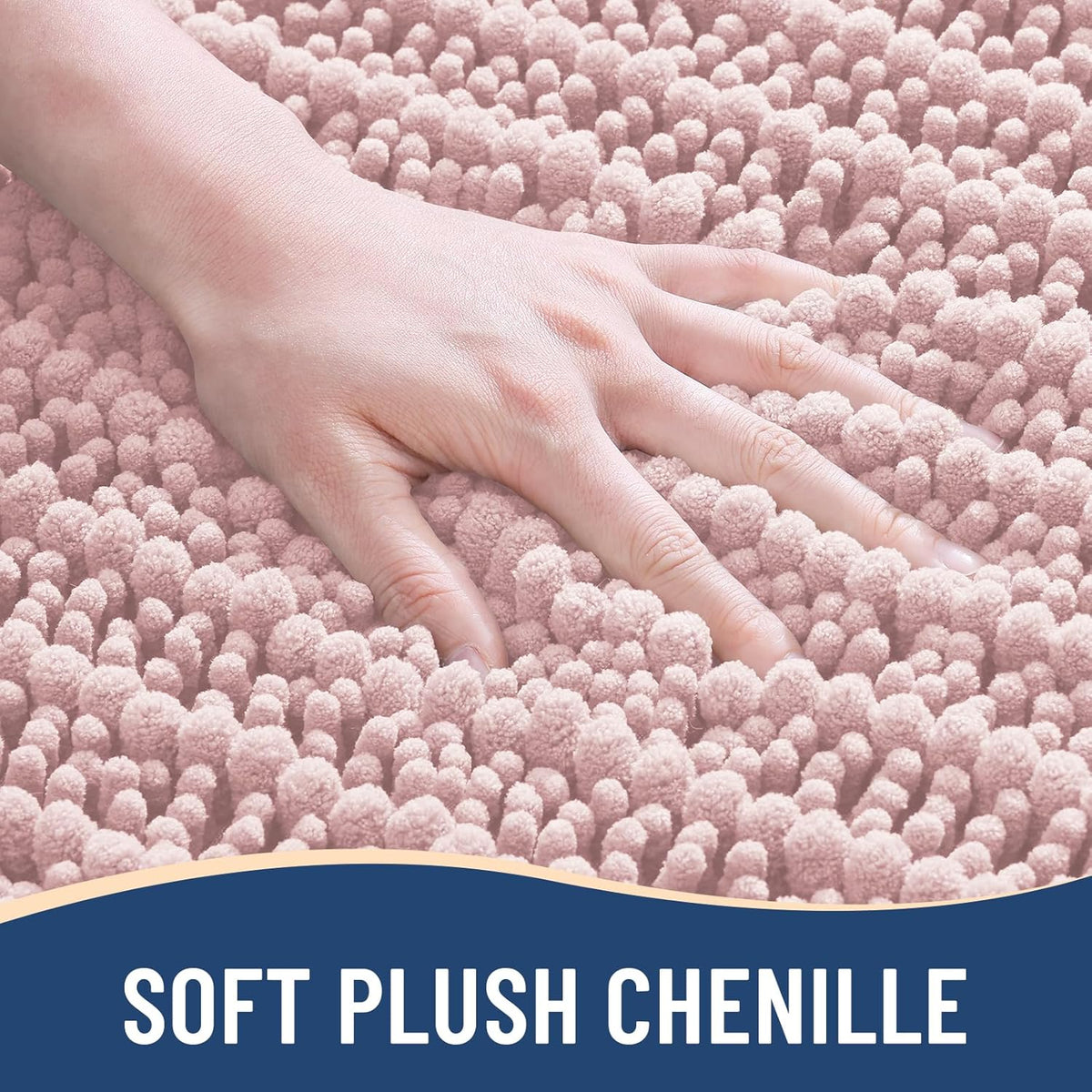 Arotive Luxury Chenille Bathroom Rug Mat, Extra Soft Thick Absorbent Shaggy Bath Rugs, Non-Slip Machine Wash Dry, Plush Bath Mats for Bathroom, Shower and Tub, 47x24, Dirty Pink