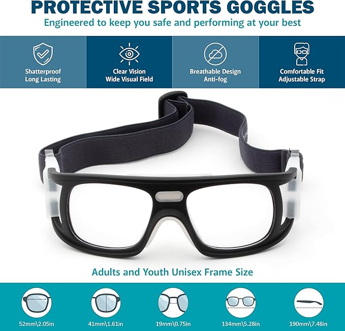 BLUE CUT Safety Outdoor Sports Goggles Unisex Anti Fog Ideal For Basketball Racquetball
