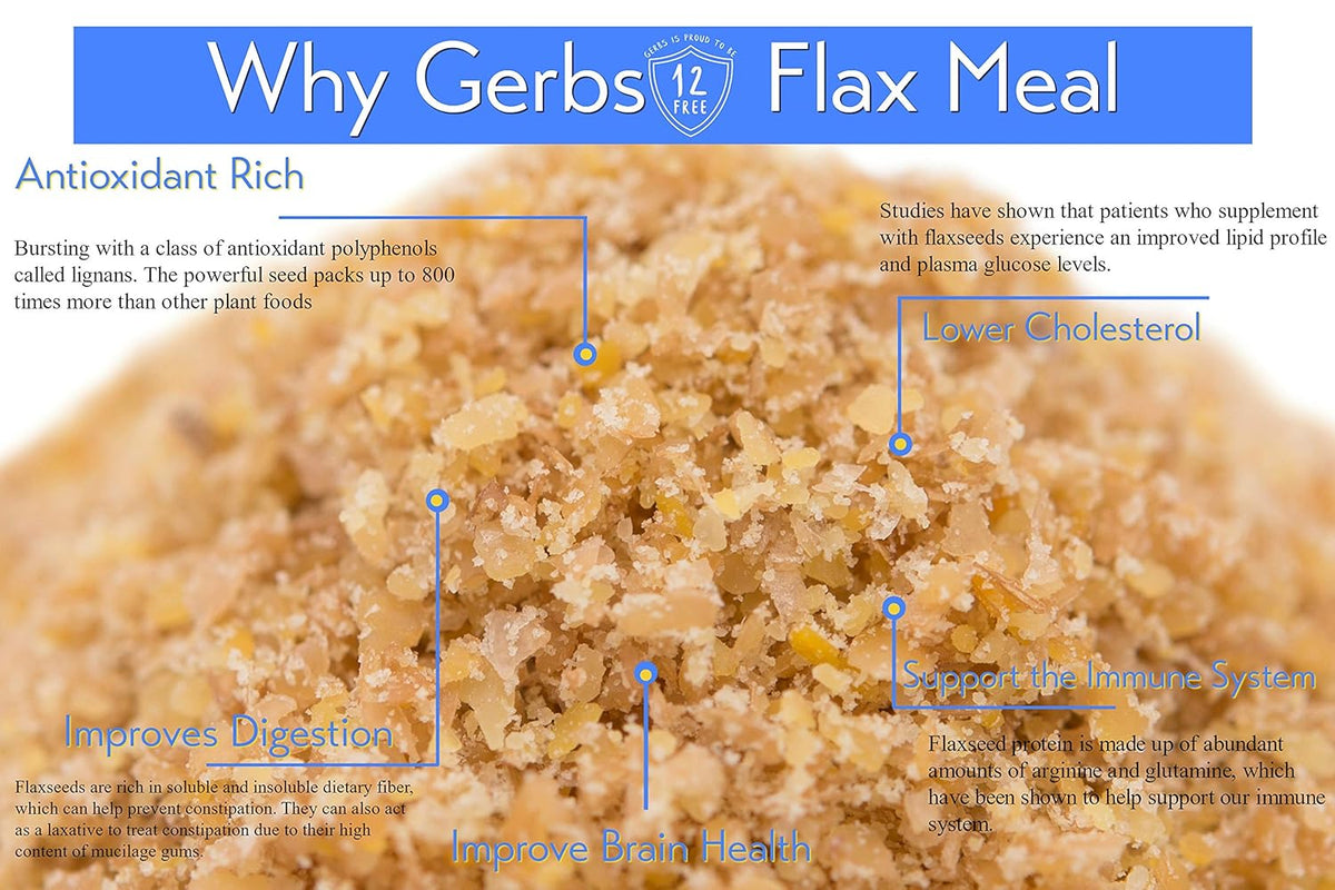 GERBS Ground Flax Seed Meal, 16 Ounce Bag, Top 14 Food Allergy Free, Non GMO, Vegan, Keto, Paleo Friendly