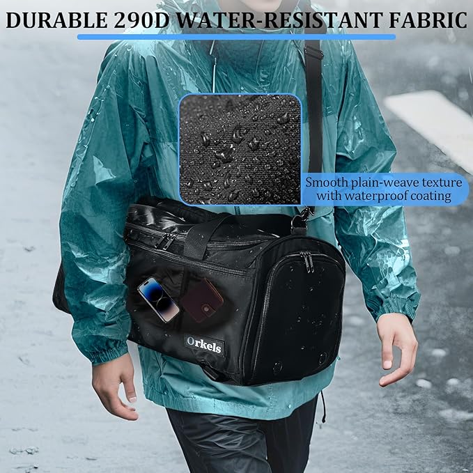 ORKELS Gym Bag with Shoe Compartment, 29L Sports Duffle Bag for Men and Women, Travel Backpack with Wet Pocket, Tear-Resistant Overnight Bag for Fitness, Workout, and Travel