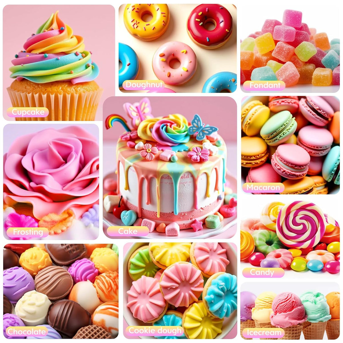 Oil Based Food Coloring for Chocolate Rainbow Oil Edible Food Dye Set for Baking Royal Icing Cookie Supplies Gluten Free 7x6ml Food Grade Food Color Kit, 0.25 Fl. Oz/Bottles