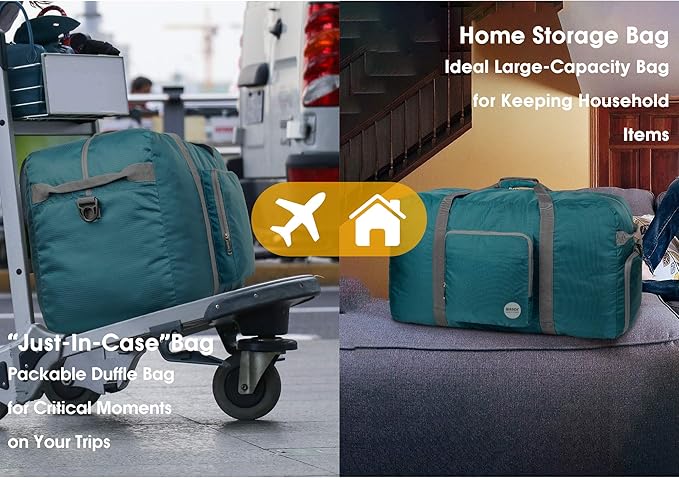 WANDF Foldable Travel Duffel Bag 60-120L Duffle Carry on for Women and Men