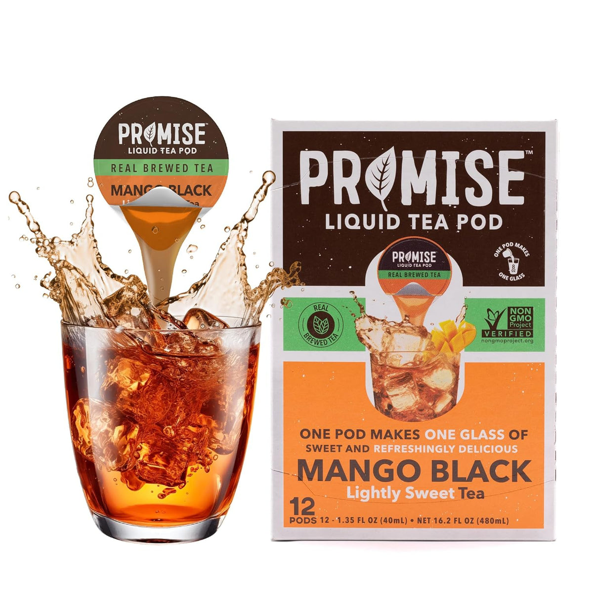 Promise Tea by Java House - Cold-Brewed Tea Concentrate Pods - Ethically Sourced - Mango Black Lightly Sweet Tea - Pack of 48