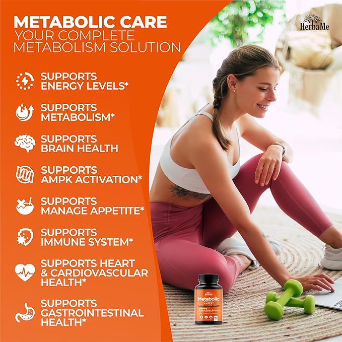 Berberine Supplement with Ceylon Cinnamon, Chromium, Alpha Lipoic Acid, Metabolic Care Supports Metabolism & Cardiovascular Health and Immune System, Helps Maintain Steady Energy Levels