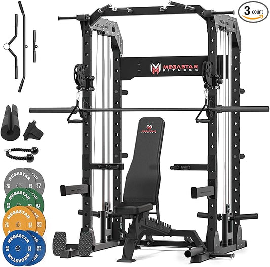 Power Rack for Home Gym – 2000LB Capacity Multifunction Squat Rack with Cable Crossover, Includes 16 Professional attachments for Home Gym Strength Training, P63 Rampage