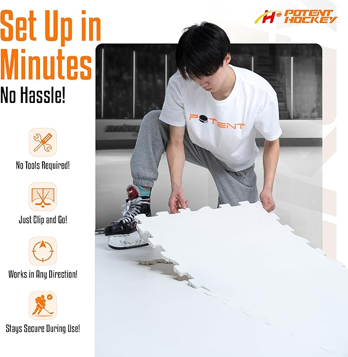 ArcticGlide Synthetic Ice Panels Pro, Easy-to-Assemble, Expandable Artificial Rink, Indoors/Outdoors - Hockey Training