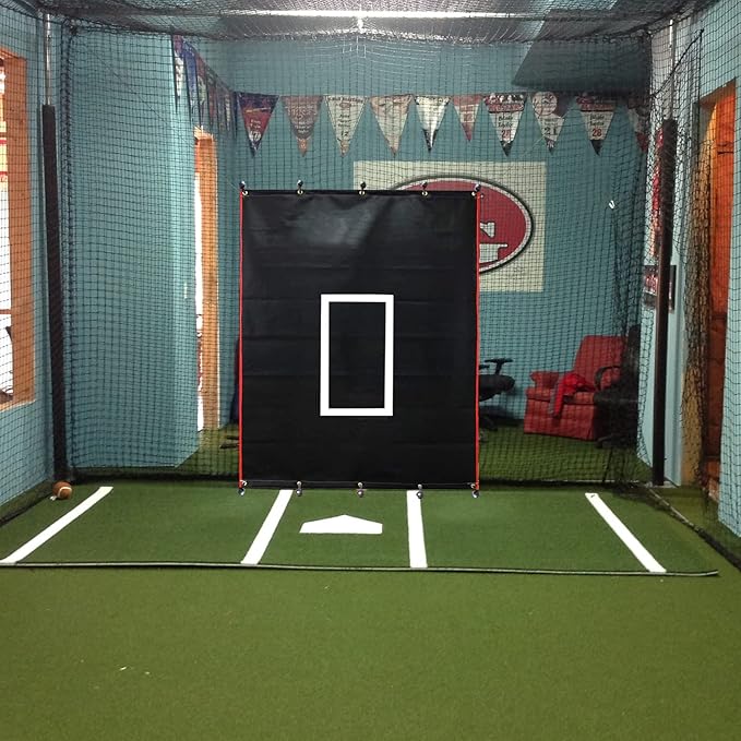 Baseball Batting Cage Backstop with Strike Zone Target - Heavy Duty 4x6/6x8FT PVC Backstop Net for Pitching Practice Backyard Training