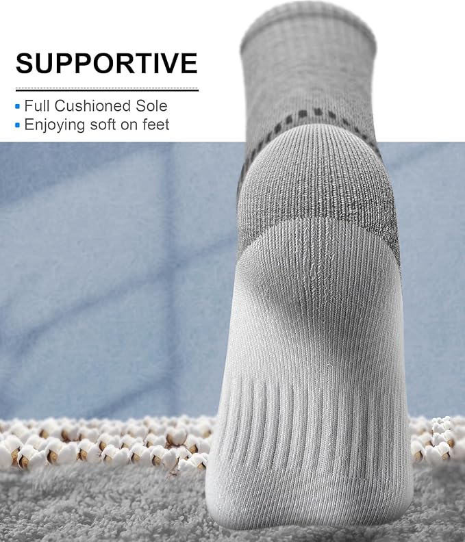 BULLIANT Compression Socks for Men 6Pairs, Athletic Crew Socks Cushioned For Men Sports Running-Arch Support