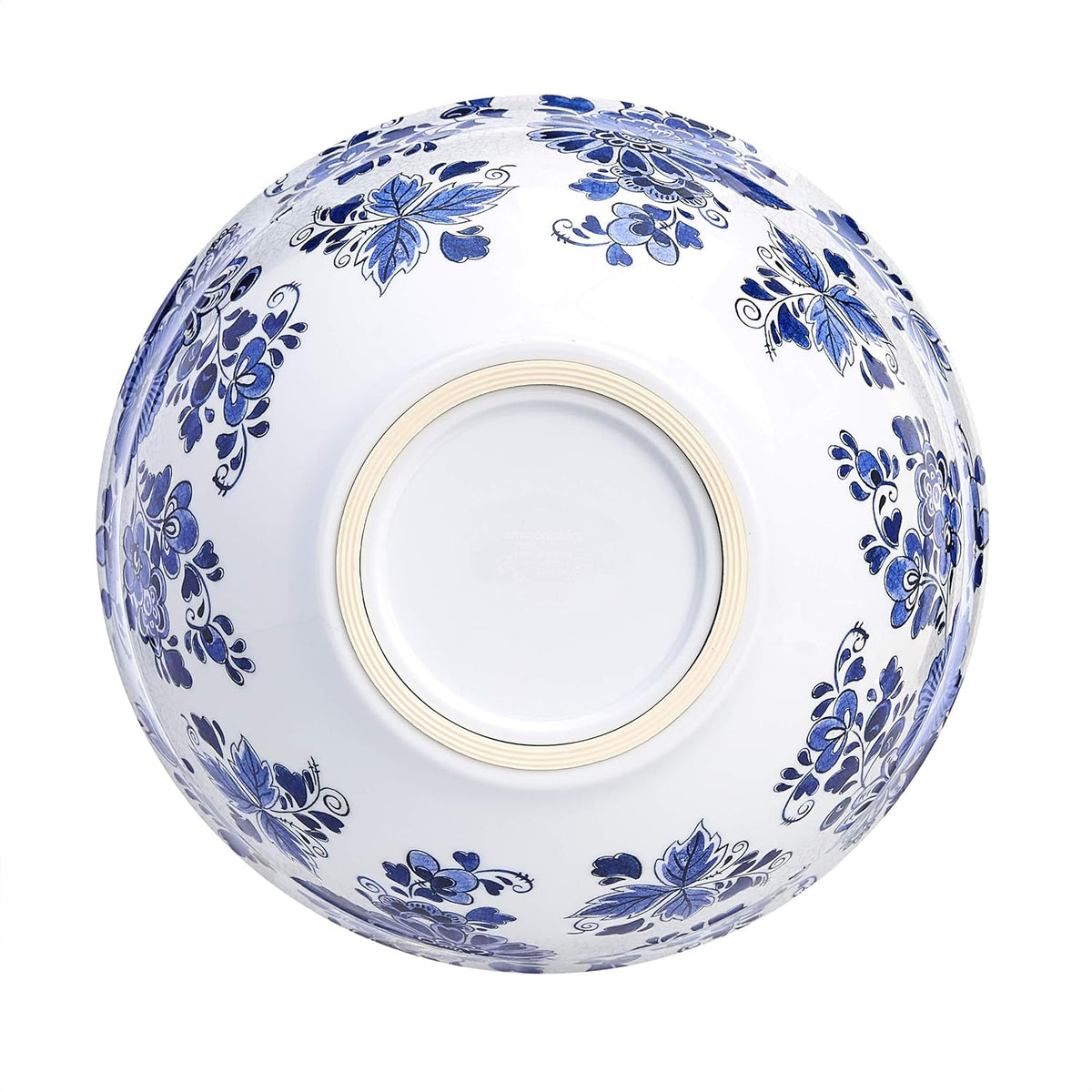 Amazon Basics Nesting Melamine Mixing Round Bowl with Lid and Non-Slip Base, 5 Sizes, Blue and White Floral, Set of 10, 4 quarts, 3 15/16",7 9/16",8 7/8",10",11 1/4"