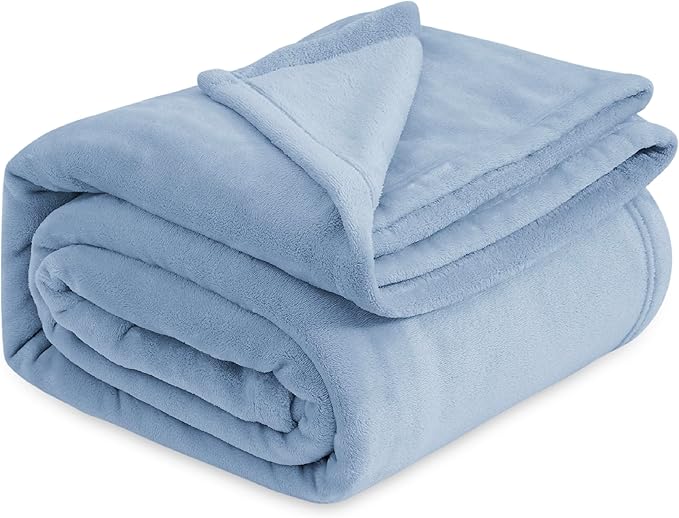 Bedsure Twin XL Fleece Blanket Dorm Bedding - Lightweight Soft Cozy Blankets for Bed, Sofa, Couch, Travel, Camping, Light Blue, 66"x90"