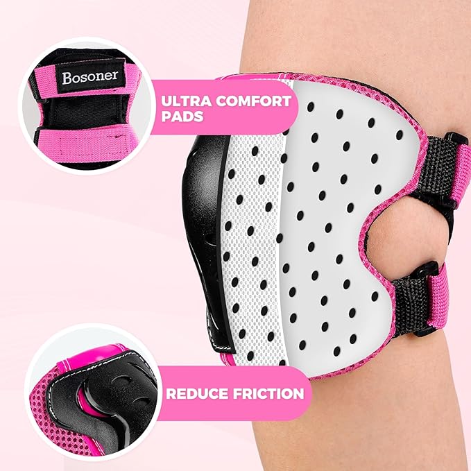 BOSONER Kids/Youth Knee Pad Elbow Pads Guards Protective Gear Set for Roller Skates Cycling BMX Bike Skateboard Inline Skatings Scooter Riding Sports