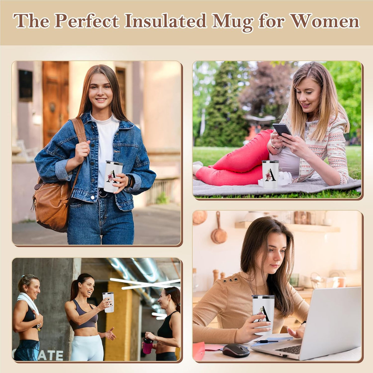 20 Oz Insulated Coffee Cup Stainless Car Water Mug Steel Leackproof Heavy Large Taza Cafe Travel Essentials Accessories Camping Gear Road Trip Must Haves RV Necessities Backpacking Gadget Hiking Stuff