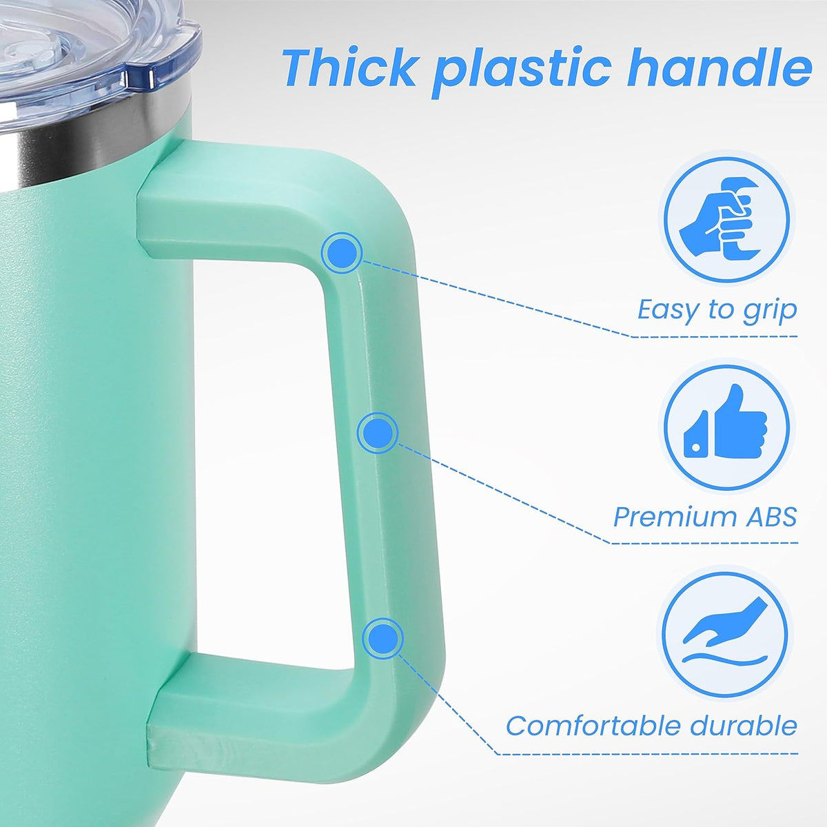 DOMICARE 40 oz Tumbler with Handle and Straw, Stainless Steel Tumbler with Lid and Straw, Reusable Vacuum Insulated Cup, Travel Coffee Mug, Mint Green, 4Pack