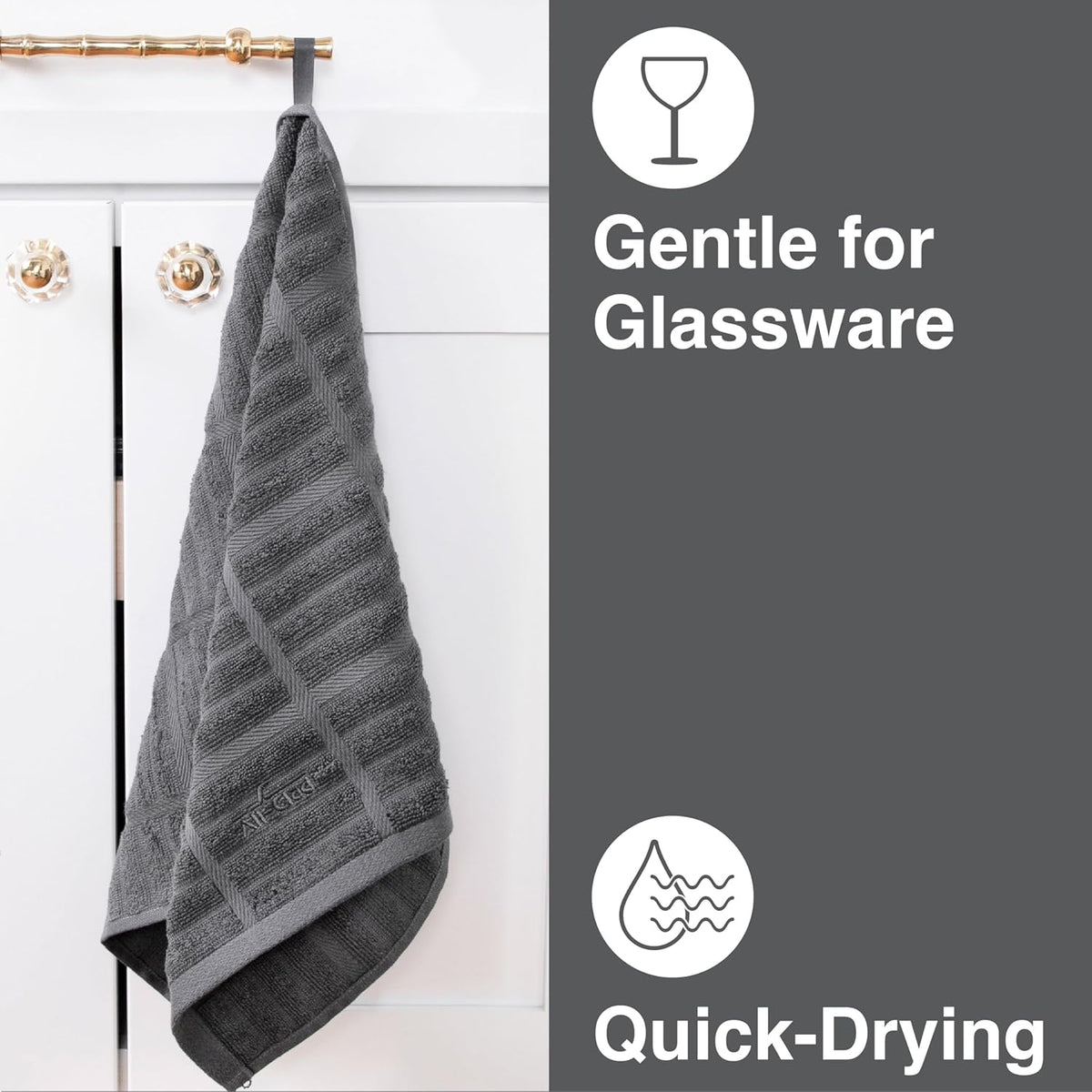 All-Clad Solid Kitchen Towel: Highly Absorbent, Super Soft Long Lasting - 100% Cotton, 17"x30" Tea Towel for Cleaning & Drying Dishes, Pans, Glassware, or Countertops, (1-Pack), Pewter