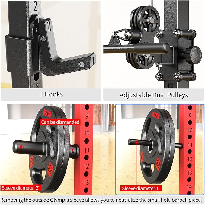 Power Rack Power Cages Multi-Function Squat Rack with Cable Crossover System Selectable More Training Attachment Weight Cage for Garage Home Gym