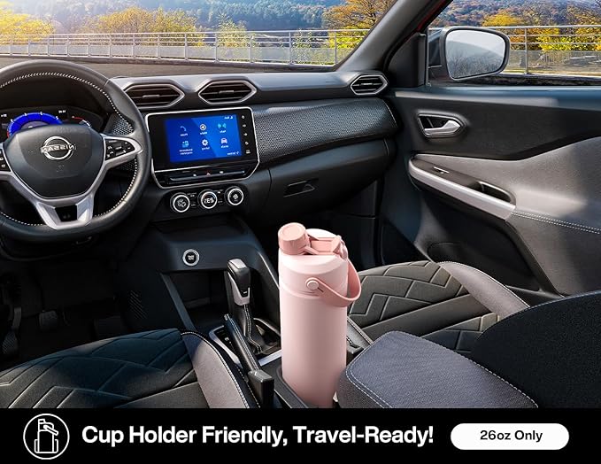 26 oz Insulated Water Bottle with 2-in-1 Straw and Spout Lid, Keep Cold 24H, Leak-Proof, Fits in Car Cup Holder, Stainless Steel Water Bottle for Sports, Travel, and School (Butterfly Kaleido)