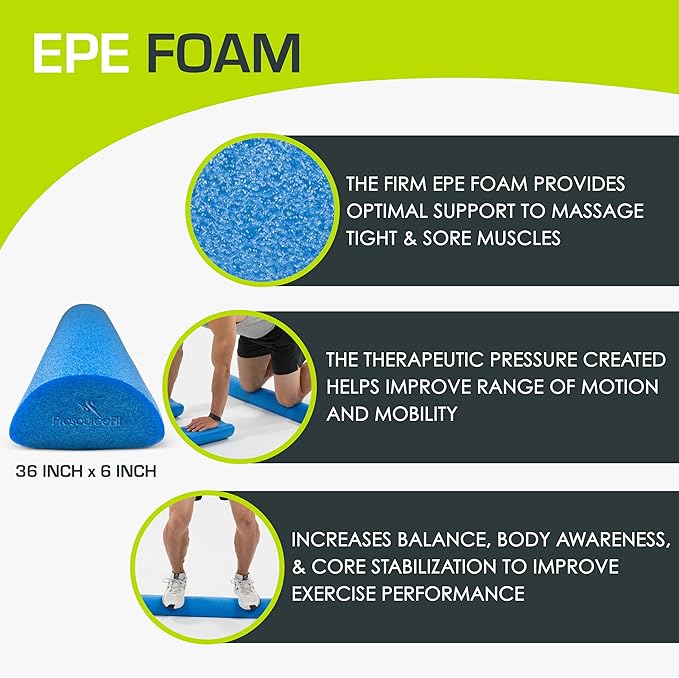 ProsourceFit Flex Foam Rollers for Muscle Massage, Physical Therapy, Core & Balance Exercises Stabilization