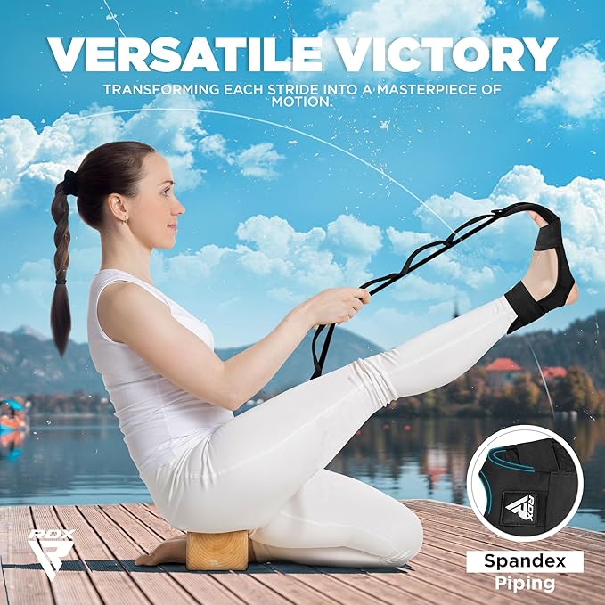RDX Yoga Stretching Strap, Ankle Ligament Stretcher Belt with Loops Ligament Stretch Band, Fitness Leg Stretcher for Plantar Fasciitis, Foot Stretch Assist for Hamstring, Flexibility Exercise